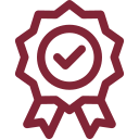 Quality certification badge icon with checkmark