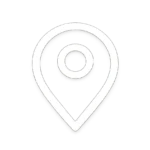 Black and white location pin icon with a circular center, symbolizing a map location or address.