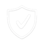Black and white shield icon with a check mark symbolizing security, protection, and safety.